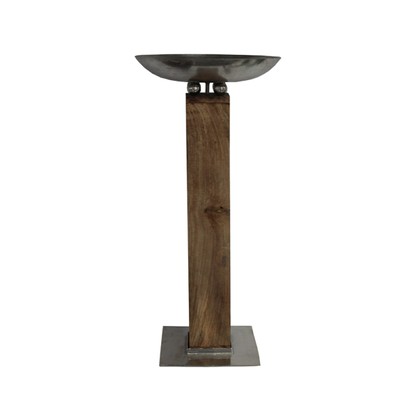 Alu-Schale auf Holzsäule ALU/HOLZ - 59x59x127cm (BxTxH)