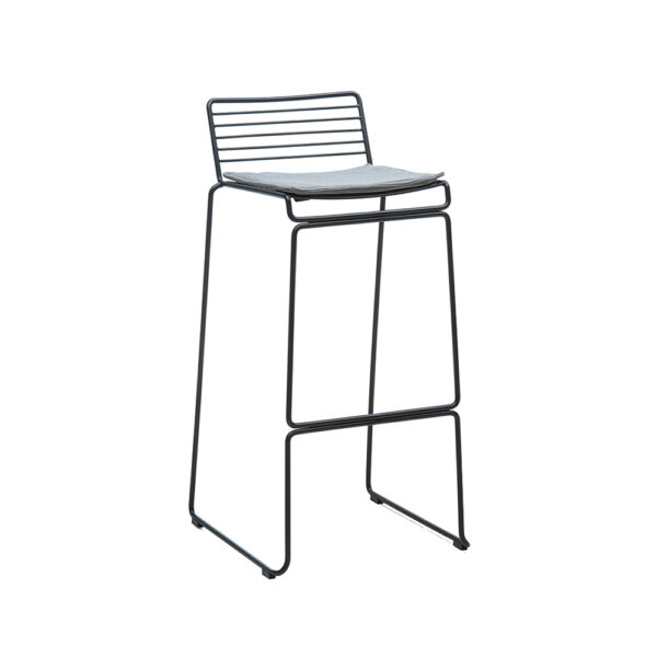 Barhocker Wire SCHWARZ geschliffen, inkl. Sitzkissen - B45*T45*H90cm, Sitzhöhe 75cm