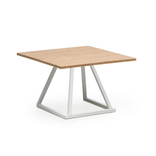 Beistelltisch Linea Lounge WEISS mit Tischplatte HOLZ - B70*T70*H45cm