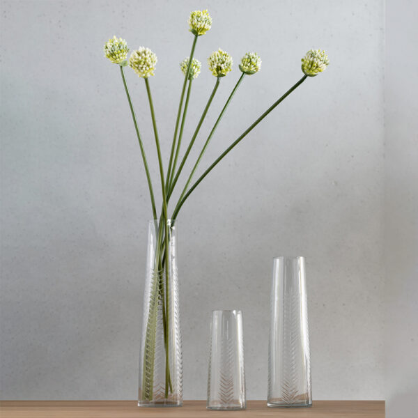 Vase Blätter Glas TR S KLAR - B6cm*T6cm*14,5cm