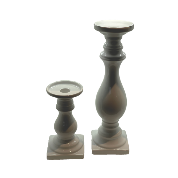 Kerzenleuchter Ebony Keramik WEISS - H17cm / Ø Kerzenteller 8,5cm, Sockel 9x9cm – Bild 3
