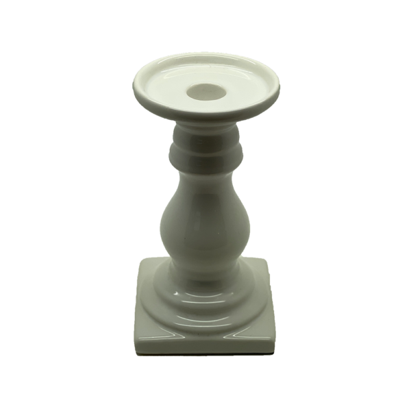 Kerzenleuchter Ebony Keramik WEISS - H17cm / Ø Kerzenteller 8,5cm, Sockel 9x9cm