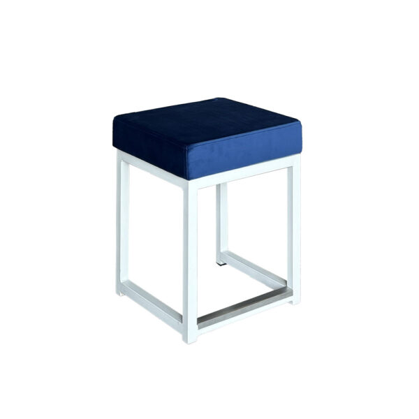 Lounge Hocker Kubo Love WEISS mit Sitz BLAU - B35*T35*H43,5cm