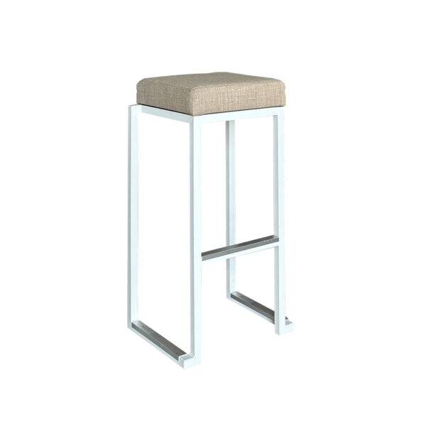 Barhocker Kubo Smart WEISS mit Sitz NATUR LINELOOK - B35*T35*H79cm