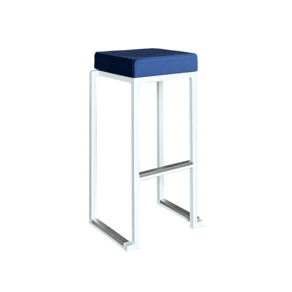 Barhocker Kubo Smart WEISS mit Sitz BLAU - B35*T35*H79cm