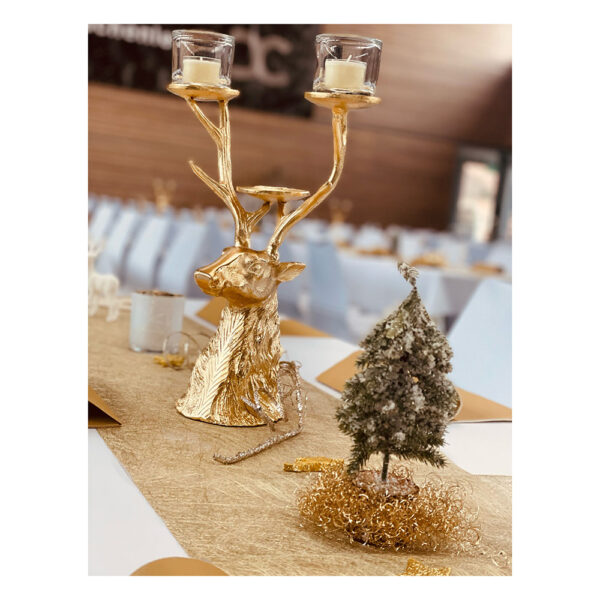 Künstlicher Tannenbäumchen auf Holzfuss Frost BRAUN/GRÜN/WEISS - 19cm hoch