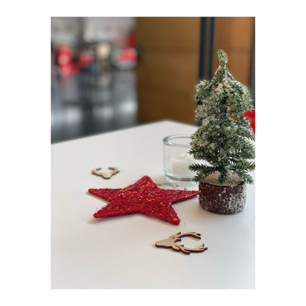 Künstlicher Tannenbäumchen auf Holzfuss Frost BRAUN/GRÜN/WEISS - 19cm hoch – Bild 3