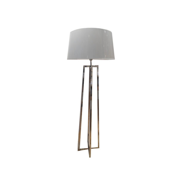 Stehlampe Oxford - Gestell Edelstahl mit Lampenschirm konisch / Lack weiss, Maße: Gestell 35x35x146cm (BxTxH) - Lampenschirm Ø 60cm - Höhe 30cm