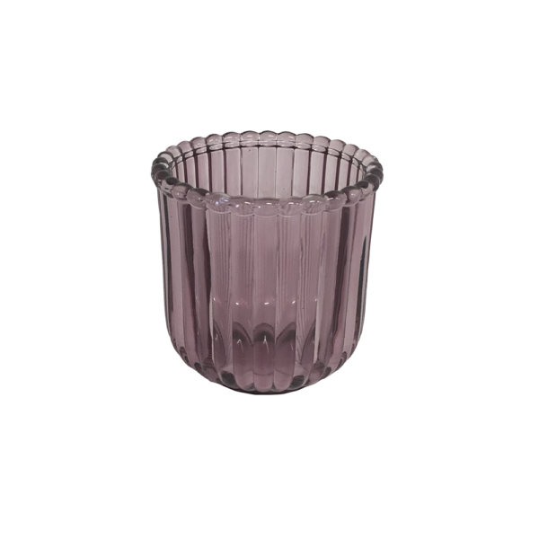 Windlicht Glas- geriffelt BROMMBEER - Ø7,5*h7,5cm