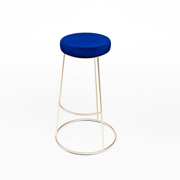 Barhocker Alice rosegold mit Sitz BLAU - Ø48,5*SH80cm