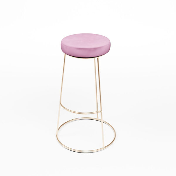 Barhocker Alice rosegold mit Sitz PINK - Ø48,5*SH80cm