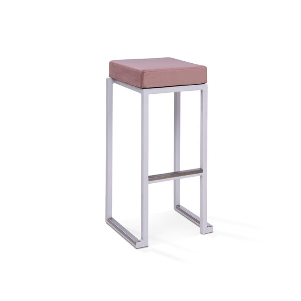 Barhocker Kubo Smart WEISS mit Sitz PINK - B35*T35*H79cm