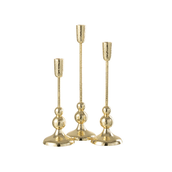 Kerzenleuchter 1-armig hammerschlag GOLD - Höhe 33cm