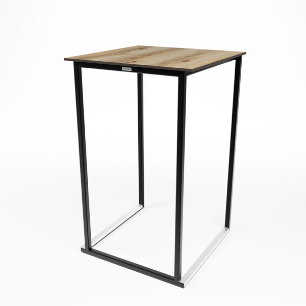 Stehtisch Kubo Smart SCHWARZ mit Tischplatte Eiche Dekor - OUTDOOR - B70cm*T70cm*H110cm