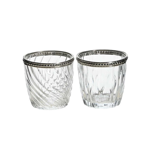 Windlicht 2 Mod. Metallrand KLAR Ø7,5cm*h7,5cm